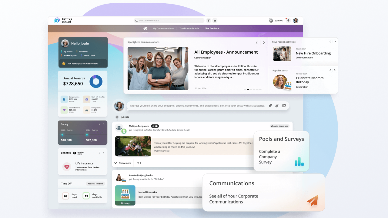 screenshot of Employee Communications